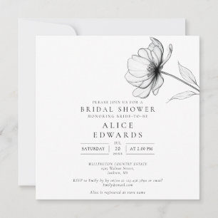 Minimalist Elegant Chic Floral Bridal Shower Invitation