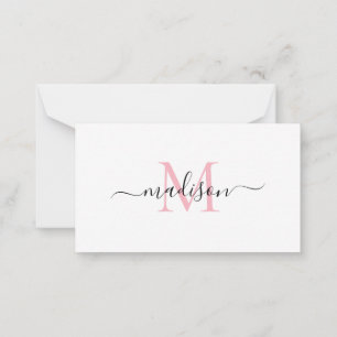 Minimalist Elegant Chic Monogram Script Blush Pink Card