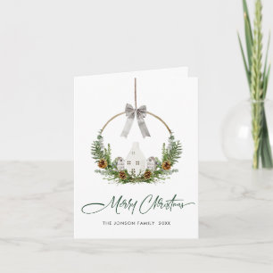 Minimalist Elegant Christmas Boho Composition Holiday Card