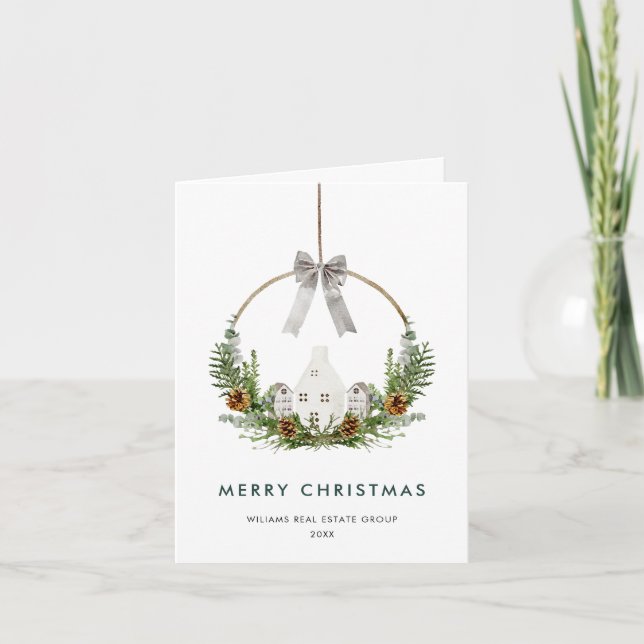 Minimalist Elegant Christmas Composition Corporate Holiday Card (Front)