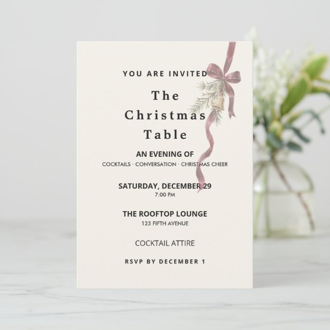 Minimalist Elegant Christmas Dinner Celebration Invitation (Standing Front)