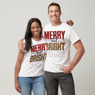 Minimalist Elegant Christmas Merry and Bright  T-Shirt