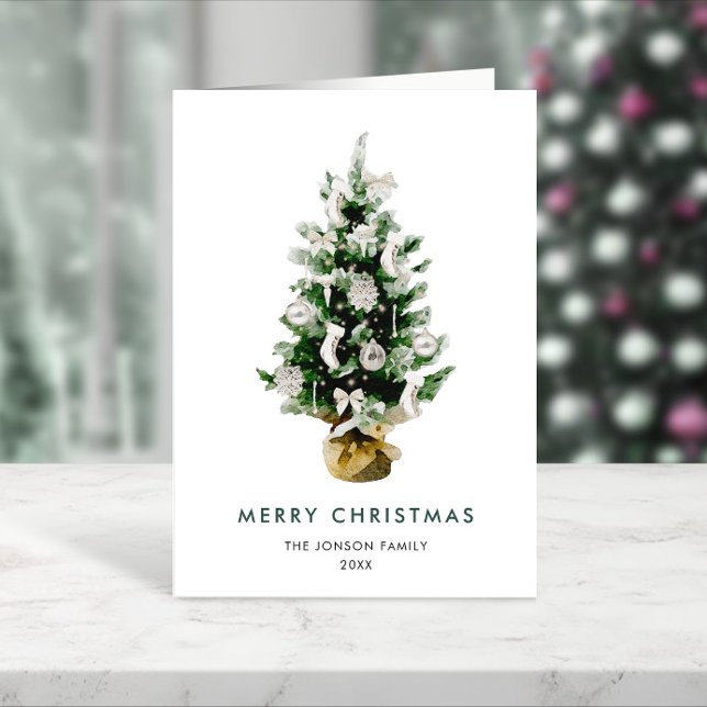 Minimalist Elegant Christmas Pine Tree Holiday Card (Creator Uploaded)