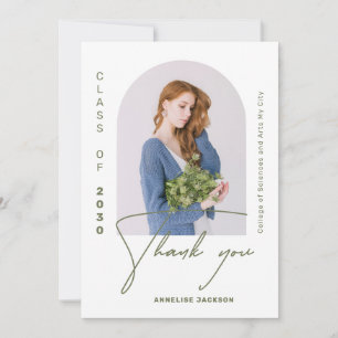 Minimalist elegant class of year photo graduation thank you card