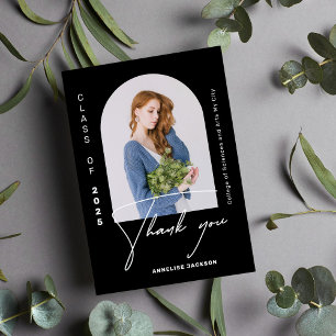Minimalist elegant class of year photo graduation thank you card