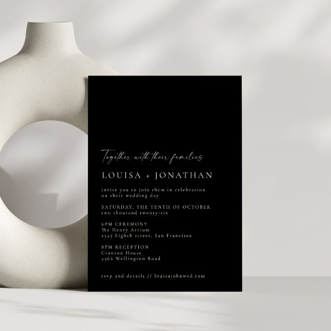 Minimalist Elegant Classic Black Script Wedding Invitation (Creator Uploaded)