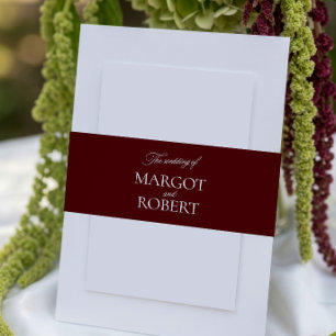 Minimalist Elegant Classic Burgundy Wedding Invitation Belly Band