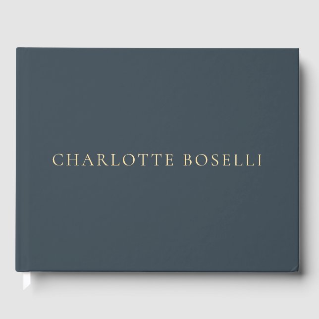 Minimalist Elegant Classical Professional Charcoal Guest Book (Front)