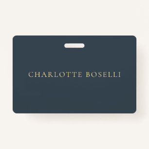 Minimalist Elegant Classical Professional Charcoal ID Badge
