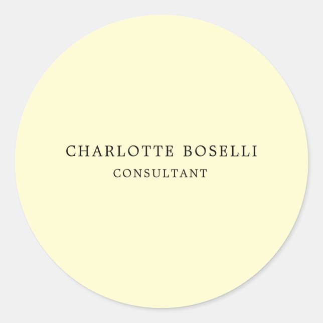 Minimalist Elegant Classical Professional Cream Classic Round Sticker (Front)