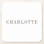 Minimalist Elegant Classical Professional Name Square Paper Coaster<br><div class="desc">Various Size and Type Options,  Easy to Use Creation Tool. You Only Need to Change Name.</div>