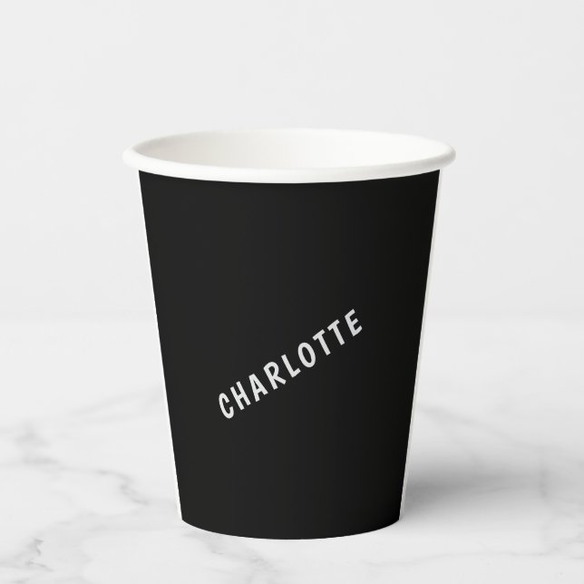Minimalist Elegant Classical Professional Own Name Paper Cups (Front)