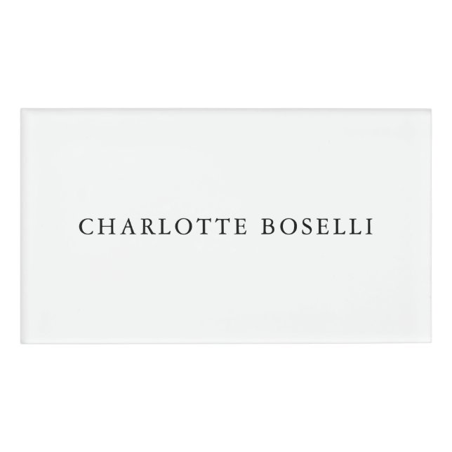 Minimalist Elegant Classical Professional Simple Name Tag (Front)