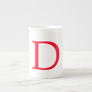 Minimalist Elegant Classical Red Monogram Initial Bone China Mug