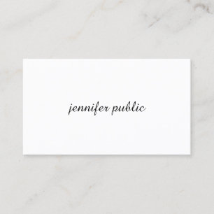 Minimalist Elegant Clean Handwritten Script White Business Card