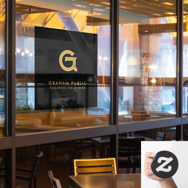 Minimalist Elegant Company Initial on Black (Restaurant Window)