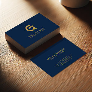 Minimalist Elegant Company Initial on Dark Blue Business Card