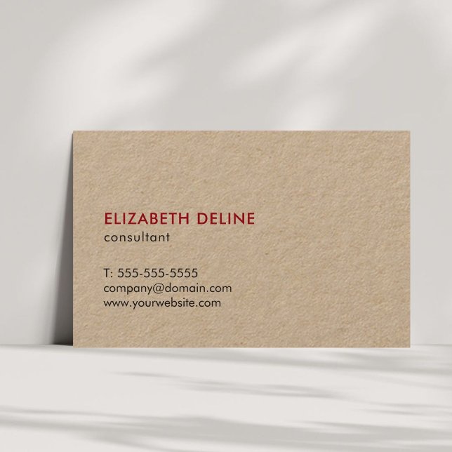 Minimalist Elegant Cool Kraft Paper Consultant Business Card (Creator Uploaded)