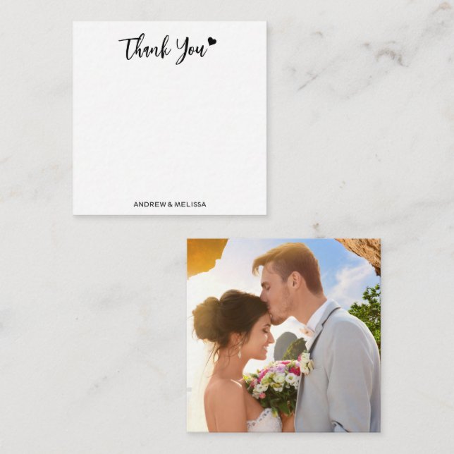 Minimalist Elegant Couple Photo Wedding Thank You Card (Front/Back)
