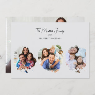 Minimalist Elegant Custom Christmas Simple 4 Photo Holiday Card