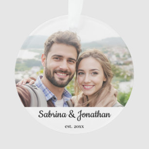 Minimalist Elegant Custom Couple Photo Christmas Ornament