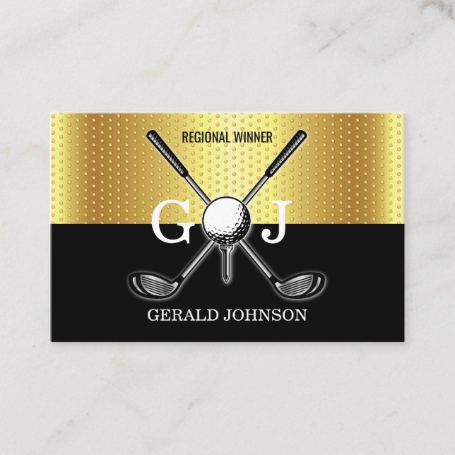 Minimalist Elegant Custom Golf Monogram Design Bus Business Card (Front)