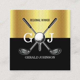 Minimalist Elegant Custom Golf Monogram Design Squ Square Business Card
