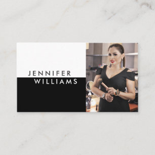 Minimalist Elegant Custom Photo Black White Modern Business Card