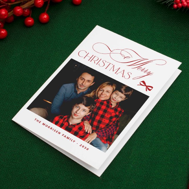 Minimalist elegant custom photo Merry Christmas Holiday Card (Creator Uploaded)