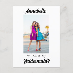 Minimalist Elegant custom Photo & name  Bridesmaid Postcard