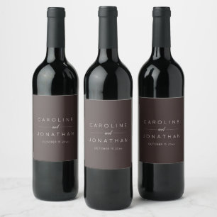 Minimalist Elegant Custom Wedding Fall Brown Wine Label