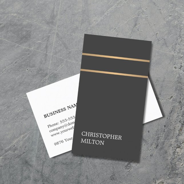 Minimalist Elegant Dark Faux Copper Lines Attorney Business Card (Creator Uploaded)