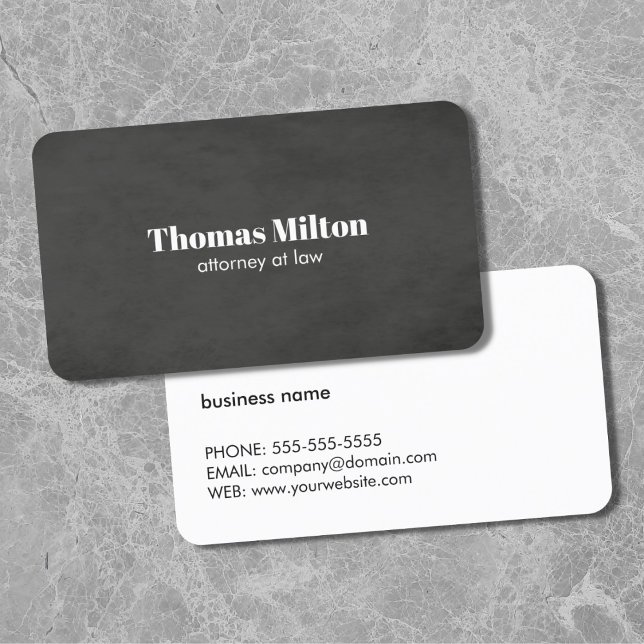 Minimalist Elegant Dark Grey Attorney Business Card (Creator Uploaded)