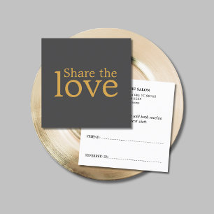 Minimalist Elegant Dark Grey Golden Bold Salon Referral Card