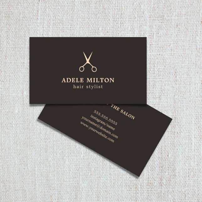 Minimalist Elegant Dark Rose Scissors Hairstylist Business Card (Creator Uploaded)
