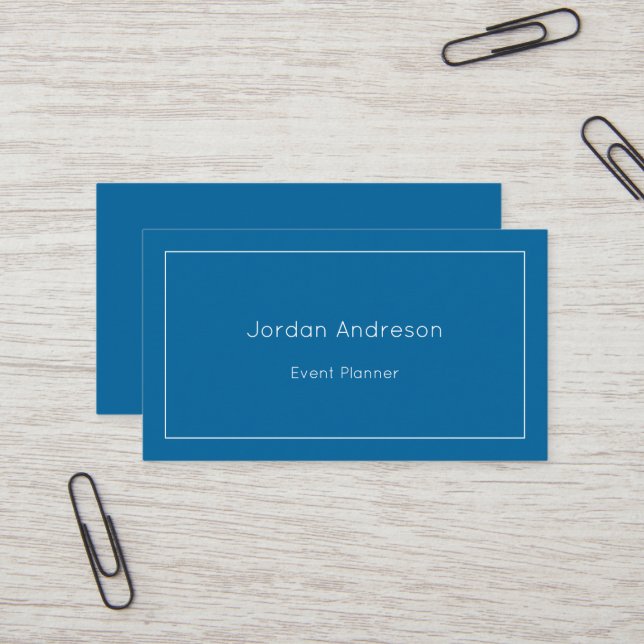Minimalist Elegant Deep Blue Business Card (Front/Back In Situ)