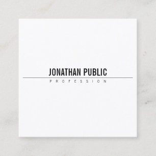 Minimalist Elegant Design Modern B&W Plain Simple Square Business Card