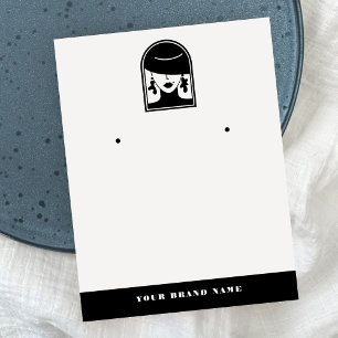 Minimalist Elegant Display Earrings Black Logo Business Card