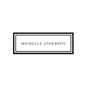 Minimalist Elegant Double Boarder Name  Self-inking Stamp