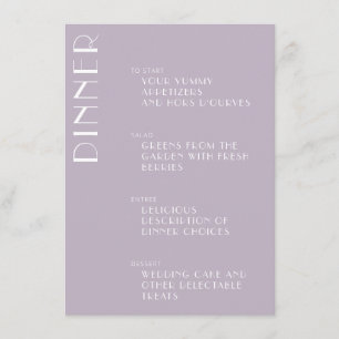 Minimalist Elegant Dusty Lilac Art Deco Wedding Menu