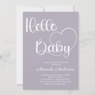 Minimalist Elegant Dusty Purple Baby Girl Shower Invitation