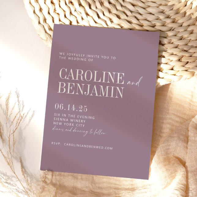 Minimalist Elegant Dusty Purple Wedding All in One Invitation (Creator Uploaded)