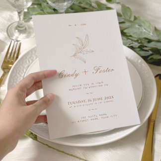 Minimalist Elegant Eucalyptus Line Art Wedding Invitation
