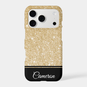Minimalist Elegant Faux Gold Glitter and Black