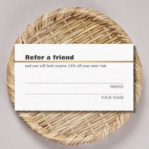 Minimalist Elegant Faux Gold Line Refer a Friend Referral Card
