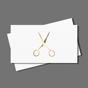 Minimalist Elegant Faux Gold Scissors Hair Stylist Business Card