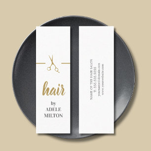 Minimalist Elegant Faux Gold White Hair Stylist Mini Business Card