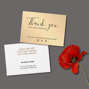 Minimalist Elegant Faux Golden Thank You Coupon