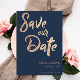 Minimalist Elegant Faux Rose Gold Wedding Save The Date