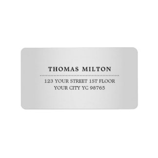 Minimalist Elegant Faux Silver Black Label